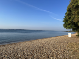 Pebble beach, looking over the Solent Ross Woodhall - Action & Lifestyle Photography