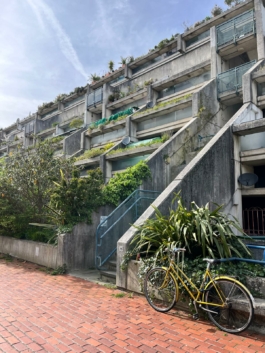 Row of houses in a concrete building with greenery Ross Woodhall - Action & Lifestyle Photography
